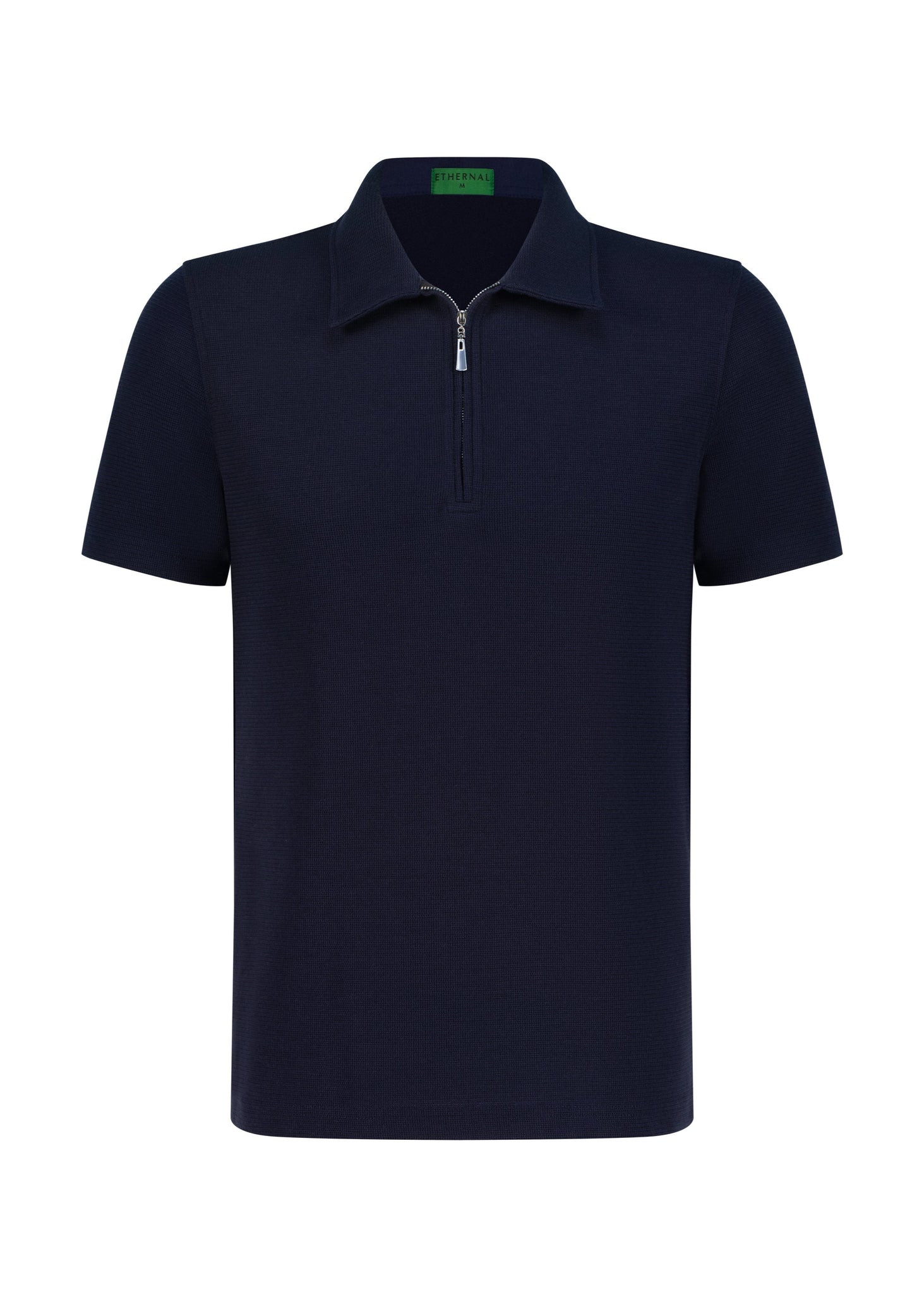 City Textured Zip Polo (Navy)