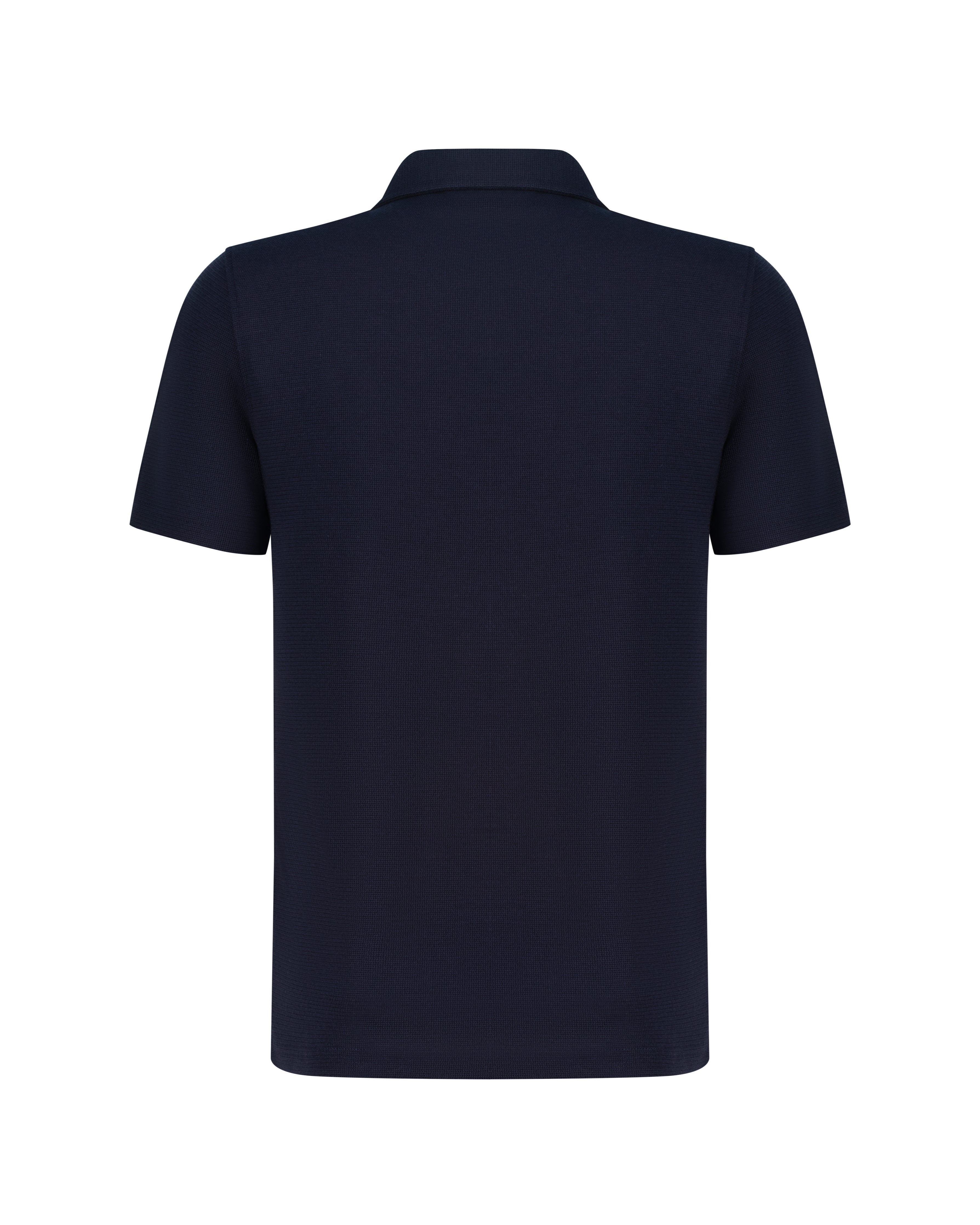 City Textured Zip Polo (Navy)